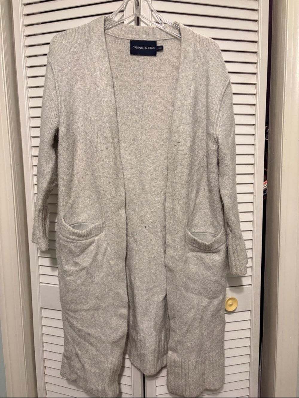 Calvin Klein Light Gray Open Cardigan with Pockets Size M